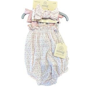 Snug NWT 2 Piece Set Girls Romper & Headband Size 3-6 months